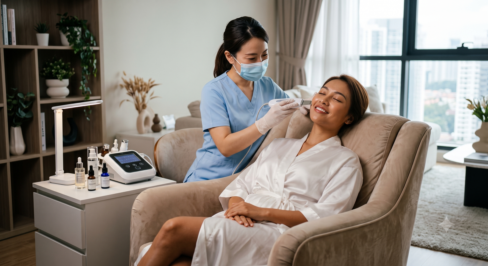 At-Home Facial Aesthetic Treatment and Skin Booster Injection